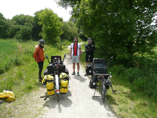 Two Hase Pino semirecumbent tandems on a cycle path